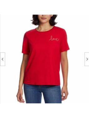 Ella Moss Red “Love” Graphic Tee Shirt Size Large Short Sleeve